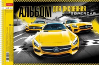 Альбом А4 24л гребень "YELLOWsupercar", перфорация на отрыв, метал.картон, выб.лак., пл. 100 гр/м