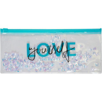 Конверт на молнии 220x95мм  Glitter Dream"  ПВХ 200мкм, с печатью и конфетти, 3 цвета ассорти