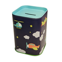 Копилка металл. "Транспорт" 7,7*7,7*10,5 см, ассорти дизайнов