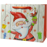 Пакет подар. бум. новогодн. 40*31*12см 210гр/м "Санта" 4 дизайна, 1 дизайн в упаковке, аппликация