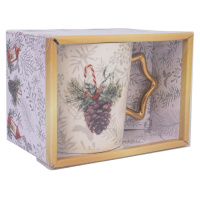 Кружка фарфоровая 350мл "Новогодняя с золотом" 2 дизайна