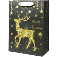 Пакет подар. бум. новогодн. 31*40*12см 210гр/м "Стильный новый год" 4 дизайна, глиттер,1 дизайн в уп