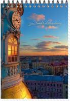 Блокнот А6  60л гребень "Атмосферный Питер" клетка, УФ-лак