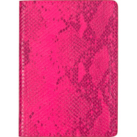 Обложка для паспорта из к/з Reptile 5 отд. д/визиток, малиновая