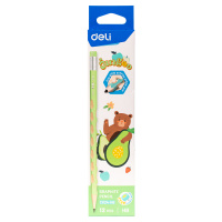 Карандаш Deli НB Jungoo шестигранный, ластик, пласт.корп. ассорти
