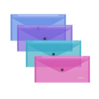 Конверт на кнопке В5 (229*289мм)  полупрозр. Glossy Vivid, ассорти