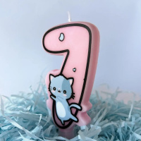 Свеча-цифра "7" Котик  9см