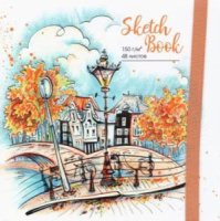 Скетчбук 165*165мм  48л., сшивка,  150гр/м2 "Осенний вид" тв.обложка, ляссе, резинка