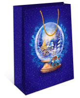 Пакет подар. бум. новогодн. 18*22*10см 157гр/м Новогодний шар