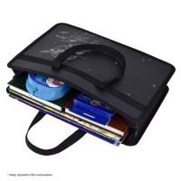 Папка А4 (340*250*95) с ручками, молния, пластик "Космонавт"