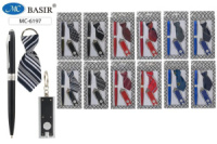 Набор подарочный "Мужской" ручка с пов.мех.+брелок-гастук+фонарик