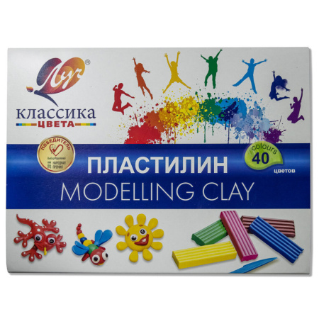 Пластилин 40цв 800гр. Классика, со стеком,  карт.упак.