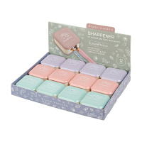 Точилка пласт. с контейнером  2 отв. BV "Flower pastila" 3 вида