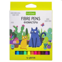 Фломастеры  12цв "Hatber. Кис-Кис" вентилир.колпачок