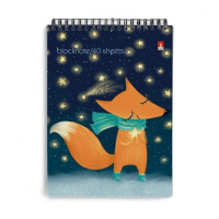 Блокнот А7  40л гребень "Волшебные лисы" клетка