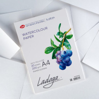 Папка для акварели  А4 20л. "Ладога" 200г/м,  100% целлюлоза, среднее зерно