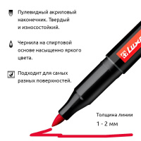 Маркер перманентный 2,0мм  красный, Luxor "100" пулевидный наконечник