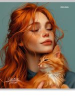 Тетрадь А5  96л кл. Проф-Пресс "Девушки и коты - 1" белизна 100%