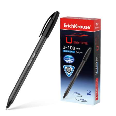 Ручка шар. ЕК ULTRA GLIDE ORIGINAL STICK U-108 черная, тонир.корп.1мм