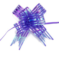 Бант подарочный затягивающийся  10см*30мм, 46см с органзой и перламутром, ФИОЛЕТОВЫЙ 10шт/уп
