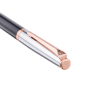 Ручка подарочная шариковая PIERRE CARDIN Gamme, корпус серебро/черный, латунь, глянец