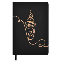 Записная книжка А6 кож.зам., мягк.пер.,  96л. "Софт-тач черный" лин., тисн.фольгой, ляссе