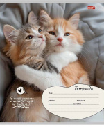 Тетрадь А5 12л кл. Проф-Пресс "Кошачьи парочки" 5 диз.в спайке, белизна 100%