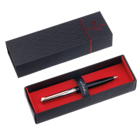 Ручка подарочная шариковая PIERRE CARDIN Gamme, корпус серебро/черный, латунь, глянец