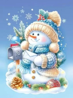 Витражная наклейка 33*23см "Снеговик с письмом" двусторонняя