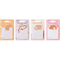 Бумага с липким краем  30л, фигурная  Lazy cat,  ассорти