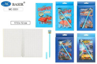 Записная книжка с замочком "Машины" 18*13см, с гелев.ручкой