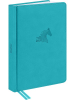 Ежедневник дат. 2026г. А5 168л. кожзам, тв.обл. "Год лошади. Голубой" ляссе