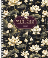 Тетрадь А5  96л кл. гребень Hatber "Белый лотос" тисн, 2 диз.в спайке