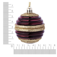 Набор елочных шаров 6см, 6 шт,  5 дизайнов, с глиттером