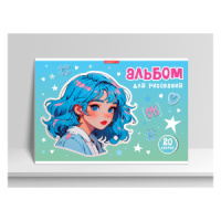 Альбом А4 20л клеевой кор. "Яркая девочка" твин.УФ-лак, 100гр/м2