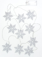Гирлянда на батарейках с насадками  1,6м 10LED "Снежинки"  от батареек 2*АА
