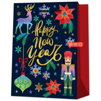 Пакет подар. бум. новогодн. 31*42*12 см 210 гр/м2 "Новогодний" микс дизайнов