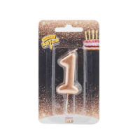 Свеча-цифра Розовое золото "1", 4,5см.