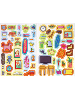 Раскраска А4  8стр. с наклейками "Раскрась и наклей. В доме"