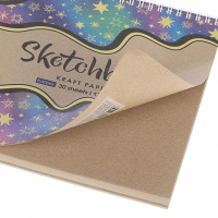 Скетчбук 200*200мм  30л., гребень, 170гр/м2 "Сияние звёзд" крафт