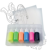 Краска Витраж (акрил. осн.), набор  6цв. ФЛУОР. с блёстками по 20мл,