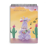 Блокнот А7  40л гребень "Лавандовые ламы" клетка