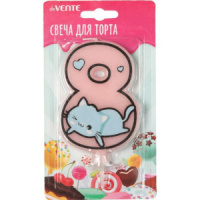 Свеча-цифра "8" Котик  9см