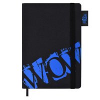 Записная книжка А5  96л., кож.зам., интегр.пер. "Черный с синим"