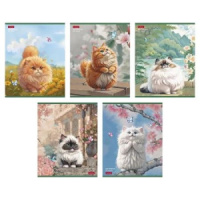 Тетрадь А5 48л кл. Hatber "Пухляши" мат.лам., 5 диз.в спайке, белизна 100%