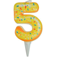 Свеча-цифра "5" Пончик, 6см.