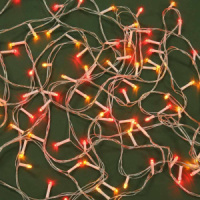 Гирлянда электрическая  9м 100LED светодиодная, прозарчный шнур, вьюн 220В, красный +золото