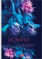 Тетрадь А4  96л кл. гребень Hatber "Beautiful flowers" перфорация, 4 диз. в блоке