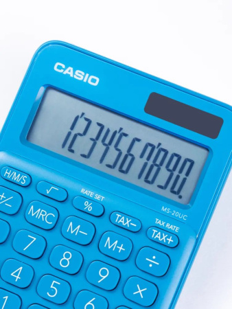 Калькулятор 12 разр.  CASIO MS-20UC-BU-S-EC настольный, синий