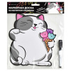 Доска магнитно-маркерная 19*22 см "Кот с мороженым" в наборе 1 маркер